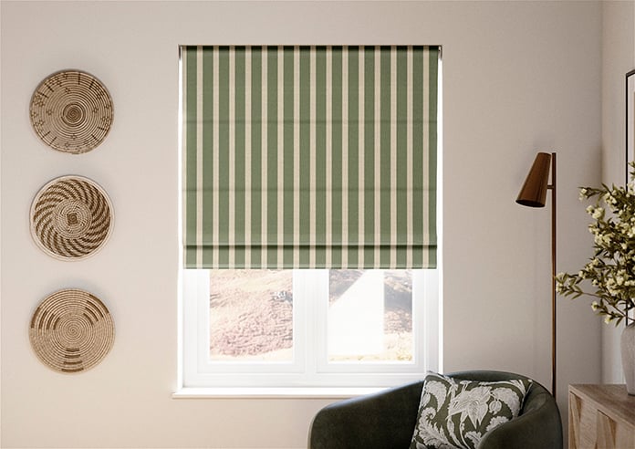 Emily Bond Parasol Stripe, Fern Green - Roman Blind - Image 3